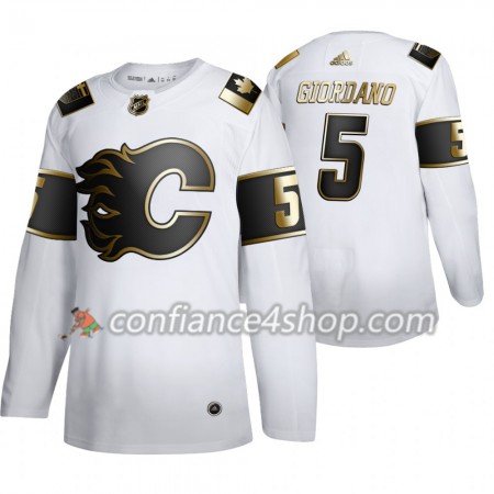Adidas Maillot de Hockey Calgary Flames Mark Giordano 5 Adidas 2019-20 Golden Edition Blanc Authentic - Homme